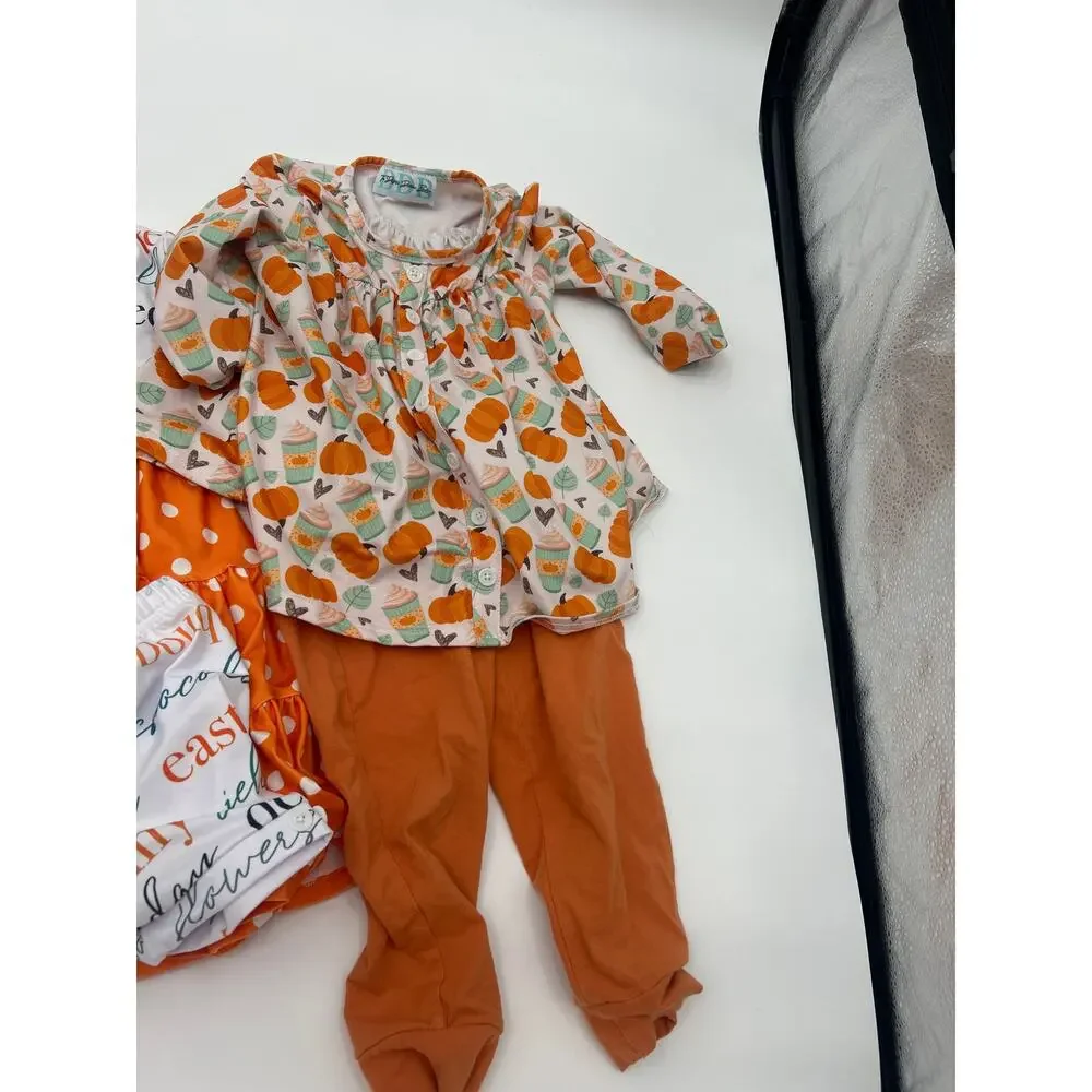 Delightful Dandelion Boutique 3T Lot 9 Pieces 4 Outfits Girls Pumpkin Dino Fall